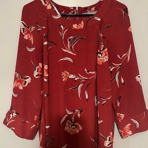 Daniel Rainn Red Floral Blouse